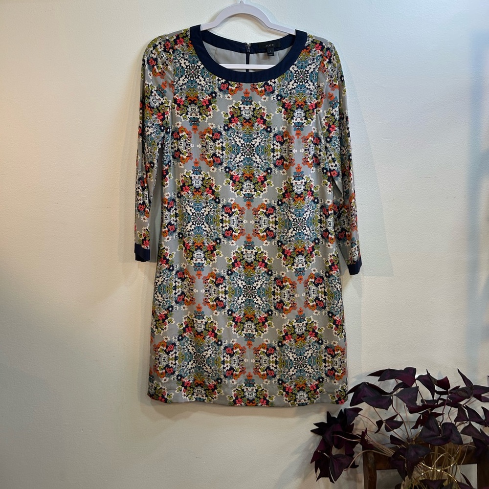 J. Crew Multicolor Long Sleeve Silk Dress
